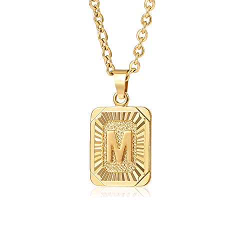 Glimmerst Initial Pendant Necklace Stainless Steel Letter M Necklace Personalizd Name Necklace for Women