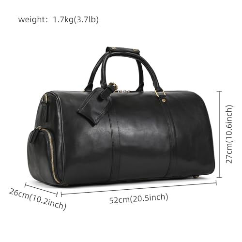 LUUFAN Genuine Leather Travel Bag for Men Large Capacity Luggage Duffel Bag with Shoe Compartment, Shoulder Handbag for Holiday Business Trip Outdoor — view 2