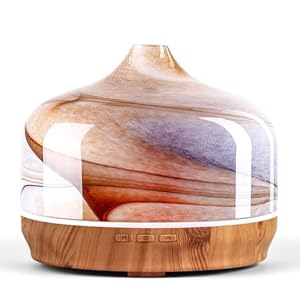 Porseme 500ml Glass Essential Oil Diffuser Aromatherapy Ultrasonic Cool Mist Humidifier 15-21 Running Hours Waterless Auto-Off Air Diffusers for Sleeping,Yoga,Office Working,Spa and Rest (Desert)