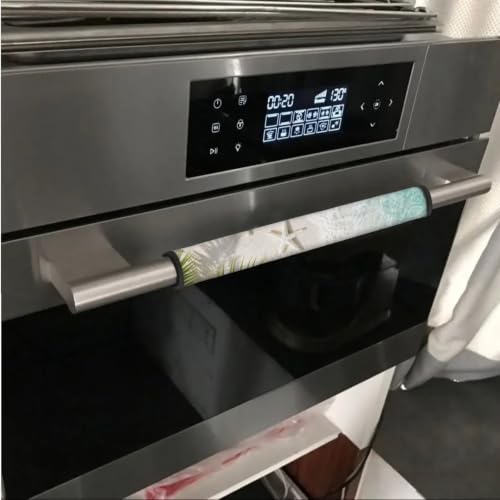 Image of Fridge Door Handle Covers Set of 6 Kitchen Appliance Decor Handles Glove Anti-Slip Protectors Washable Fabric Refrigerator Decor Accessories, Starfish Palm Leaf Beach Pattern