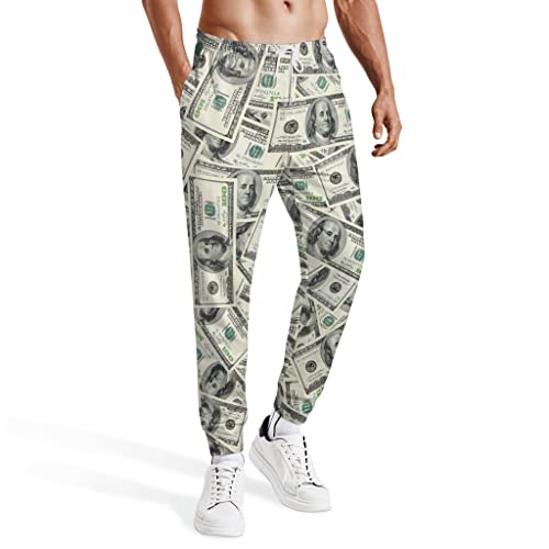 Wellinzer Money Pants For Men Dollar Joggers Pants Novelty Sweatpants Graphic Track Pants Workout Outfits For Running M #TOP1