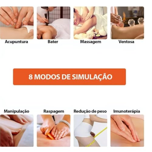 Aparelho de Massagem por Choque TENS e FES com 4 Eletrodos - Massageador Muscular Portátil para Alív