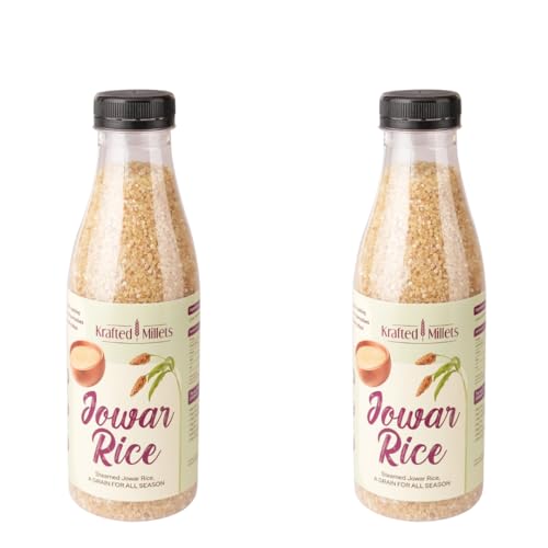 Image of Krafted Millets Steamed Jowar Rice (Sorghum) - 3x Fiber, 2x Protein vs Rice | Gluten-Free, Low GI, Diabetic & PCOS Friendly | Iron-Millet | Cooks Like in 15 Min | Jowari / Jonna / Jola / Cholam (Pack of 2 x 380g)