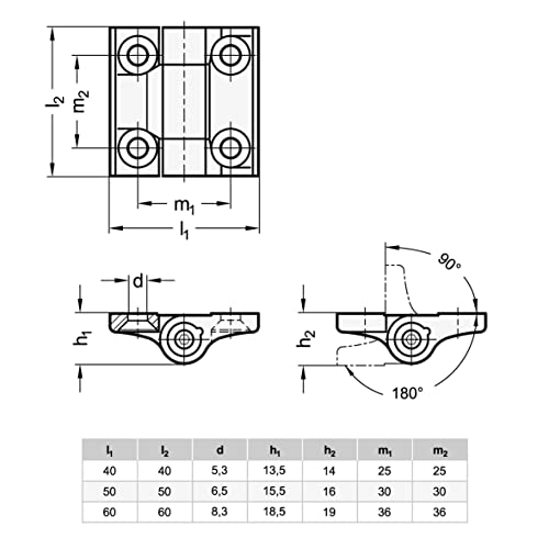Image of Ganter Normelemente GN 437-ZD-40-40-A-SW Scharniere mit einstellbarer Friktion Hinge with Adjustable Friction, Black, Grosse: 40x40mm