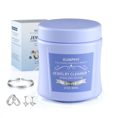 KUNPHY Jewelry Cleaner, 10oz Silver Cleaner, Quick and Easy Ring Cleaner for Restoring Shine, Professional Silver Jewelry Cleaner for Silver Jewelry, Sterling Silver, Diamonds, and Earrings