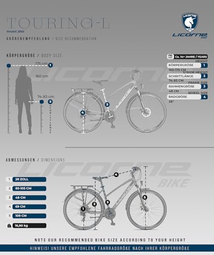 Licorne Bike - Bicicletta Da Trekking In Alluminio, Da 28”, Cambio A 21 Marce, Mountain Bike, Bici Da Cross, Bici Da Donna, Colore Nero - 8