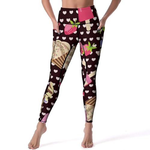 Legging fitness gym jogging femmes Gâteau Dessert pantalon sport extensible et respirant taille S