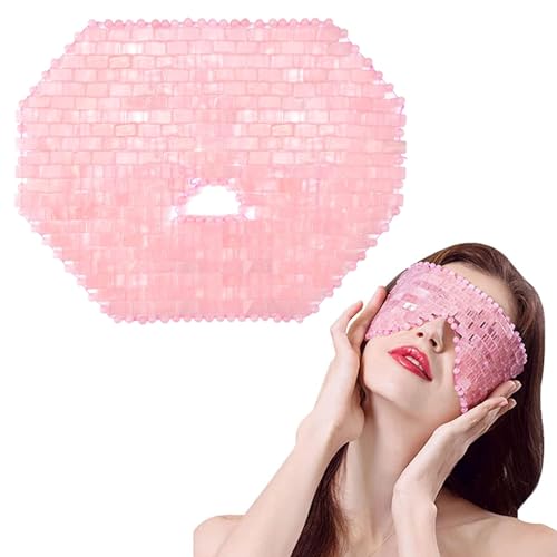 ideayard Rose Quartz Eye Mask & Face Mask, Cooling Jade Eye Mask 100% All Natural Crystal Eye Mask for Facial