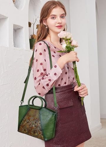 Sac à main cuir vert d'une qualité artisanale exceptionnelle