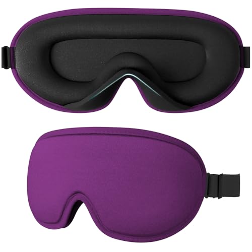 Supefisher Antifaz para Dormir, Mask Antifaz para Dormir para Mujer y Hombre, 100% Anti-Luz Máscara de Dormir Sin Presión Ocular, Diseño Ergonomico 3D, Ultrasuave Sleep Mask para Dormir (Morado)