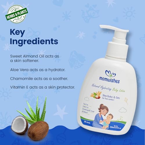 Image of Natural Hydrating Baby Lotion (100ml) with Shea Butter & Oats | 100% Natural, pH Balanced, Dermatologically Tested | For Dry, Dull & Irritated Skin (0+ Months)