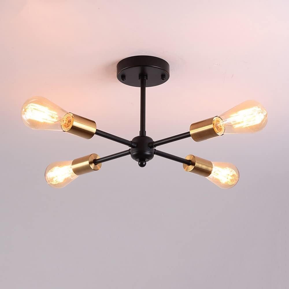 Ceiling Light Rustic Industrial Chandelier Farmhouse Pendant Lamp, Vintage Semi Flush Mount Ceiling Lighting Fixtures for Kitchen Living Room Dining Room Hallway
