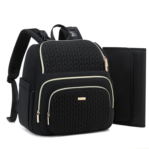Image of MAPLELILY Diaper Bag Backpack - Lightweight & Stylish, Boys, Girls & Baby Travel Essentials Tote with Changing Pad, Insulated Pocket, Stroller Strap - Baby Diaper Backpack for Mom, Maternity (Black)