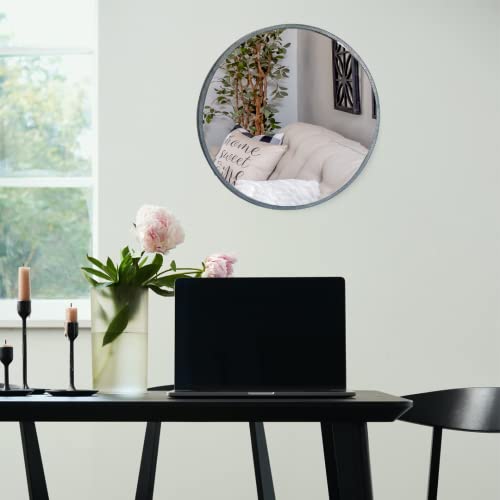 Image of Quality Glass Metal Frame Round Wall Mirror Royal Mirror Home Decorative Mirror Modern Mirror Living Room Mirror Wall Mirror Bathroom Mirror Size 24x24 inches Color Silver MF 34