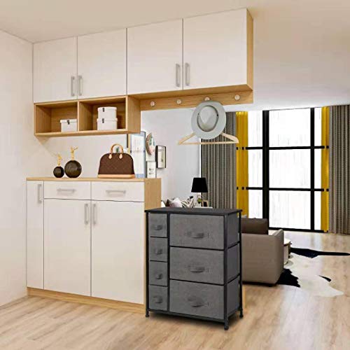 7 Drawers Dresser - Furniture Storage Tower Unit for Bedroom, Hallway, Closet, Office Organization - Steel Frame, Wood Top, Easy Pull Fabric Bins Black/Charcoal