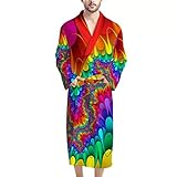 Showudesigns Herren Bademantel Big and Tall Nachtwäsche Langarm, Batik, L