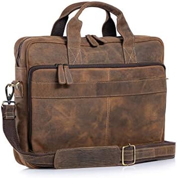 KomalC 16 Inch Leather briefcases Laptop Messenger Bags for Men and Women Best Office School College Satchel Bag