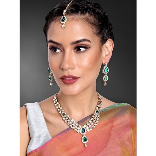 Image of Peora Traditional Ethnic Kundan Pearl Traditional Jewellery Set Gift for Women