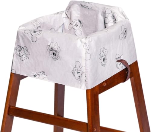 Image of J.L. Childress Disney Baby Disposable Restaurant High Chair Covers - Baby Travel Accessory for Kids & Toddlers, Individually Wrapped, Covers All Surfaces, Mickey & Minnie, 12 Count (Pack of 12)