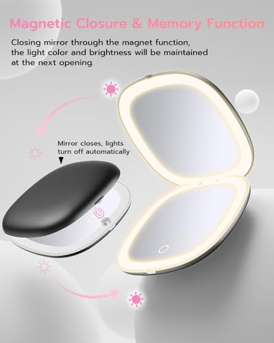Miroir compact lumineux rechargeable cadeau beauté idéal - 5