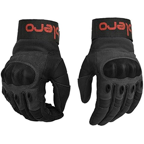 Islero Leather ALL Weather Windproof Waterproof Motorbike Motorcycle Gloves Carbon Fiber Knuckle Racing Riding Hipora Smart Phone Capacitive Touch Compatible (Black, Medium) Cover