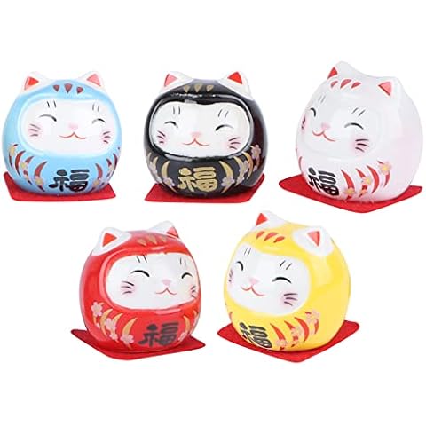 NOLITOY Miniatura Gato De La Suerte Muñecas Daruma Buena Fortuna Suerte Muñeca Japonesa Cover