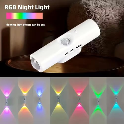 Image of GITGRNTH 4 PCS Smart RGB Motion Sensor Light, Rechargeable LED Night Lamp with Auto On /Off & Color Changing Modes Automatic Color Changing for Home Decor, Bedroom & Hallway & Closet & Stairways