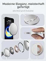 JSAUX 15W Mag-Safe Ladegerät Magnetisches Kabelloses Wireless Charger Pad Induktive Ladestation Kompatibel für MagSafe Ladegerät iPhone 16/16 Pro Max 15/15 Pro/15 Pro Max 14 Plus/14 13 Airpods Silber – Ansicht 4