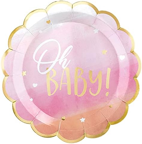 Chic Oh Baby Girl Metallic Shaped Plates - 10.5" (Pack of 8) - Unique & Elegant Design - Perfect for Celebrations & Photo-ops image 2