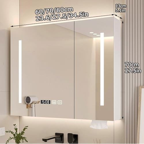 Wall Mounted Bathroom Cabinet with Mirror - Stylish Storage Solution for Home, Apartment, and Hotel Bathrooms - Black, 60x70cm (23.6x27.5in)