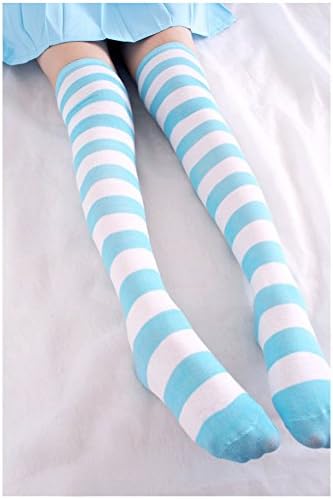 DAZCOS Striped Thigh High Socks Elastic Over The Knee Knit Stockings Leg Warmers for Christmas - Image 6