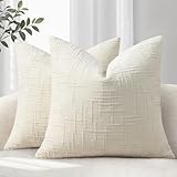 YCOLL Housse de Coussin 40x40 Lot de 2 Coussin de Canapé en Tissu Chenille Doux Housses de Coussin Beige Coussin Décoratif Canapé & Salon Housses de Coussin Décoratif pour Décorations