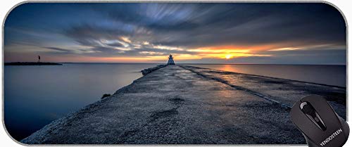 YENDOSTEEN Escritorio Completo XXL Juego extendido Ratón Almohadilla, Faro Acantilado de mar Agua Away Weew Road Laptop Ordenador portátil Teclado Teclado Mousepad