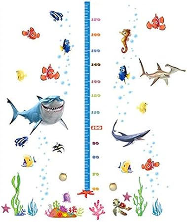 Bebe Hauteur Autocollants Fonds Marins Nemo Poisson Requin Cartoon 3d Vinyle Stickers Enfants Chambre Chambre D Enfant Tableau De Croissance Murale 60 96cm 180cm Amazon Fr Bebe Et Puericulture