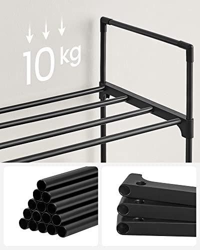 Meuble range-chaussures anti-encombrement, étagère métallique noire