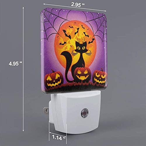 Halloween Pumpkins Cats Night Light Set Of 1 Plug-In Led Nightlights Auto Dusk-To-Dawn Sensor Lamp For Bedroom Bathroom Kitchen Hallway Stairs Us #TOP1