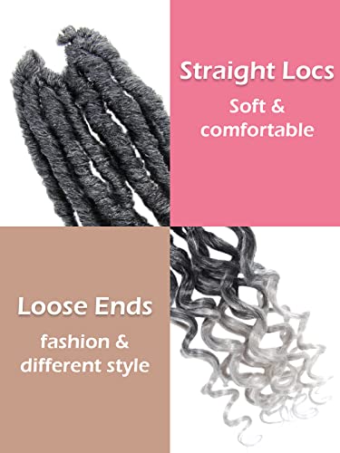 Kavsorapi 12 Inch Goddess Locs With Curly Ends 6 Pack Pre-Looped Soft Locs New Faux Locs Crochet Braids With Curly Ends (Tgrey/Ombre Grey) #TOP3