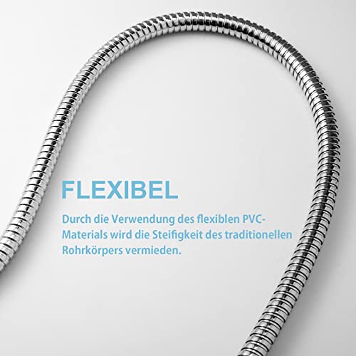 OFFO Duschschlauch 1,6m, mit Verdrehschutz, Edelstahl Ersatz Hochdruck-Duschrohr Knickschutz Brauseschlauch für Badarmaturen Chrom