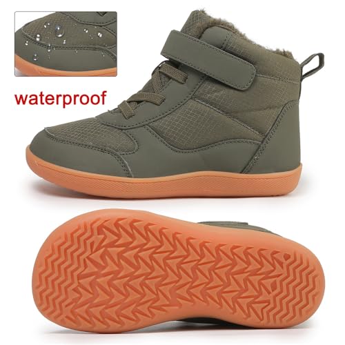 Winter Warm Children's Snow Boots Wide Toe Barefoot Snow Boots Girl Boy Outdoor Casual Shoes Toddler/Little/Big Kids Winter Shoe (D2506-green, Toddler, 10, Digital, US Shoe System, Wide Leg Pants)3