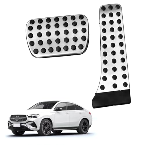 DUKLASSQ Car Pedal Covers for Mercedes-Benz GLE-Class 2020 2021 2022 2023 2024 2025 2026, Auto Aluminum Gas Pedal Covers Accessories Replacement, Non-Slip Accelerator Brake Foot Rest Pedals(Set of 2)