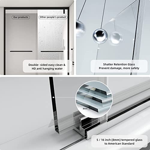 Fekewio Soft Close Single Sliding Shower Door, 56-60" X 76" Inch Frameless Walk-In Bathroom Shower Doors, Clear Tempered Glass 5/16" Shower Enclosure Ss11 (Brushed Nickel) #TOP5