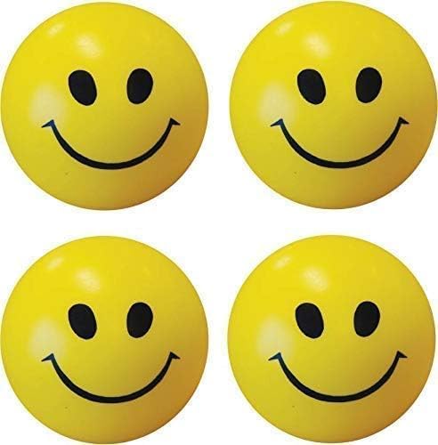 Image of Stress Relief Ball with Smiley Face, Yellow Soft Squeeze Ball for Anxiety Relief, Hand Strength Exercise, Therapy, Relaxation, Office and Home Use