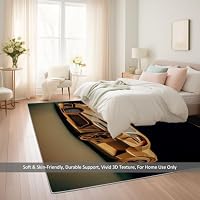 Teppich Waschbar rutschfest Schwarz, Teppich mit bedrucktem Modern Minimalismus Autos Kurzflor – für Wohnzimmer und Esszimmer 140 x 200 cm – Ansicht 4