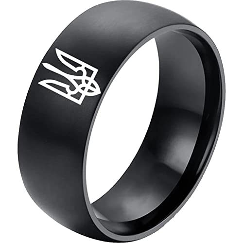 Stakee 8mm Edelstahlring Ukrainisches Nationales Emblem Ring Ukraine Flagge Ring Ukrainische Schmuckgeschenke Für Frauen Männer