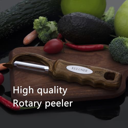 Kuluner Kitchen Potato Vegetable Peeler With Stainless Steel Rotating Blade, Suitable For Fruits And Vegetables (Walnut Wood Grain) thumb #5