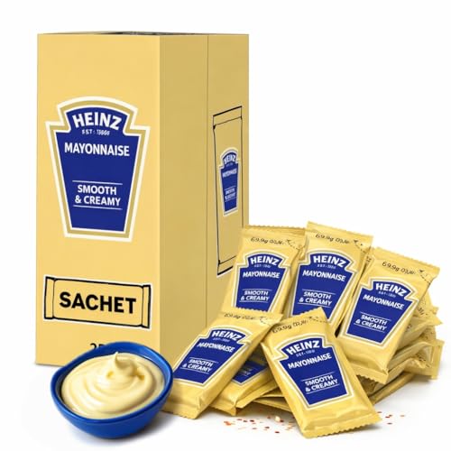 Heinz Mayonesa Monodosis 9,5 g – Huevos 100% de Gallinas Camperas – Sin Gluten – Apta para Vegetarianos – Formato Individual Hostelería (200Uni)