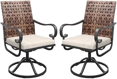 DIFY Patio Swivel Chairs Set of 2, Wicker Outdoor Dining Chairs