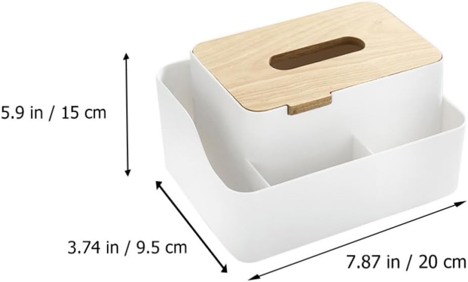 White Plastic Storage Container with Rubber Wood Lid for Home Use image 2