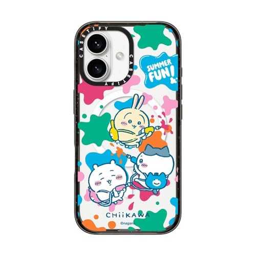 CASETiFY MagSafe �Ή��C���p�N�giPhone 16 �P�[�X [MIL�K�i���� (4x MIL-STD-810G) / 2.5m����̗����������N���A / Chiikawa Co-Lab] - �N���A �u���b�N - Chiikawa Wate