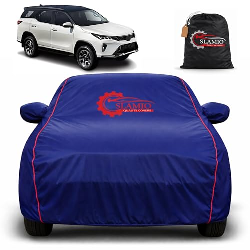 Image of Car Cover for Toyota Fortuner 2012-2016 | 100% Waterproof Heavy-Duty 3-Layer Car Body Cover | All-Weather Rain, UV, Sun & Dust Protection | Custom Fit | Mirror & Antenna Pockets | Navy Blue